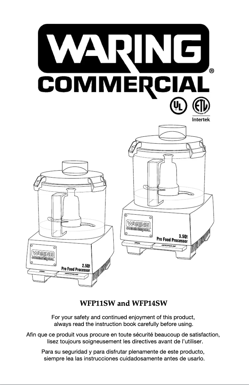Page n°1 - Instructions / montage Waring Commercial WFP11SW
