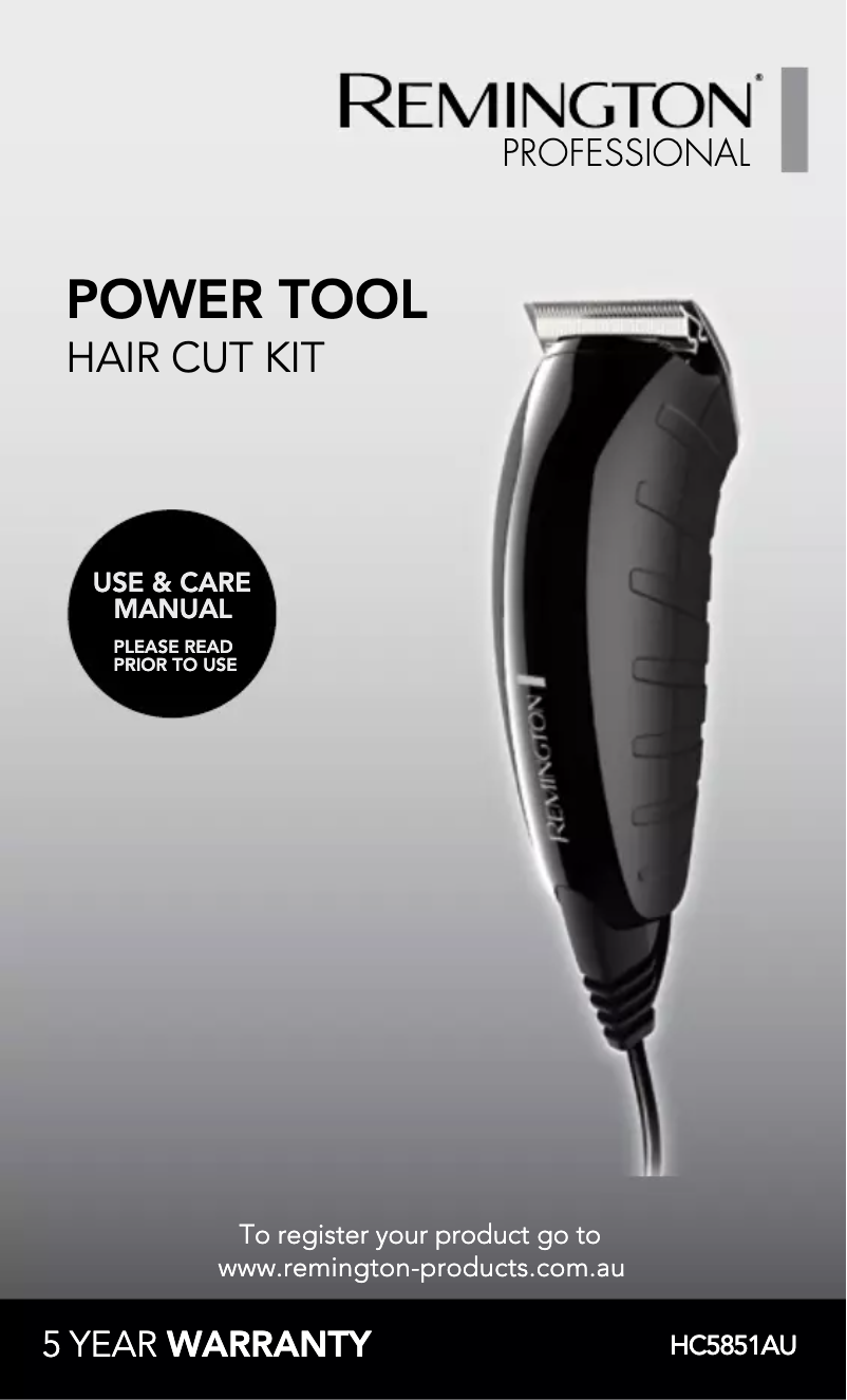 Page n°1 - Manuel utilisateur Remington Power Tool HC5851AU