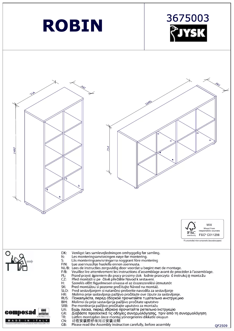Image de la première page du manuel de l'appareil Robin (72x146x34)