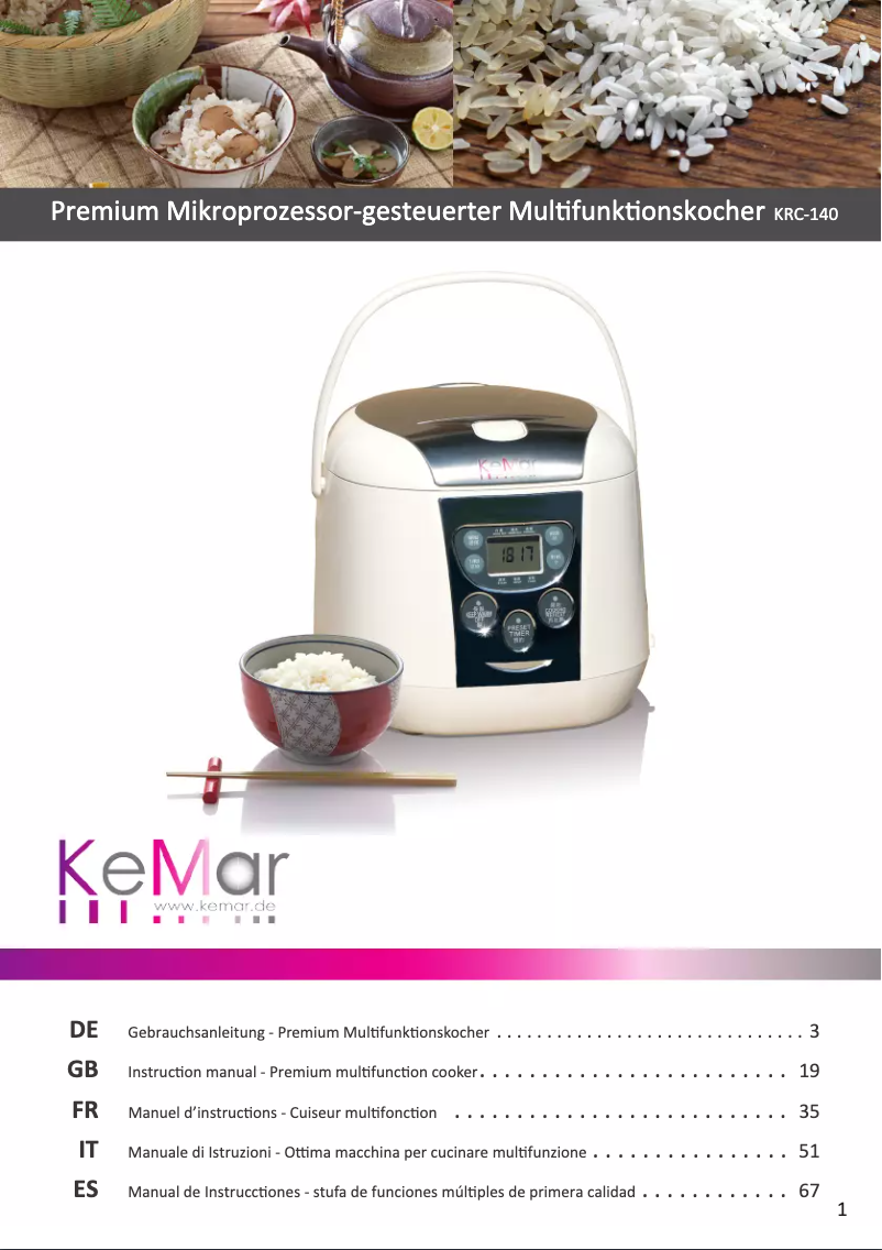 Page n°1 - Manuel utilisateur KeMar KRC-140