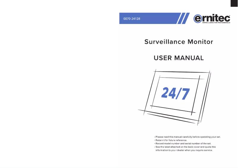 Page n°1 - Manuel utilisateur Ernitec 0070-24228