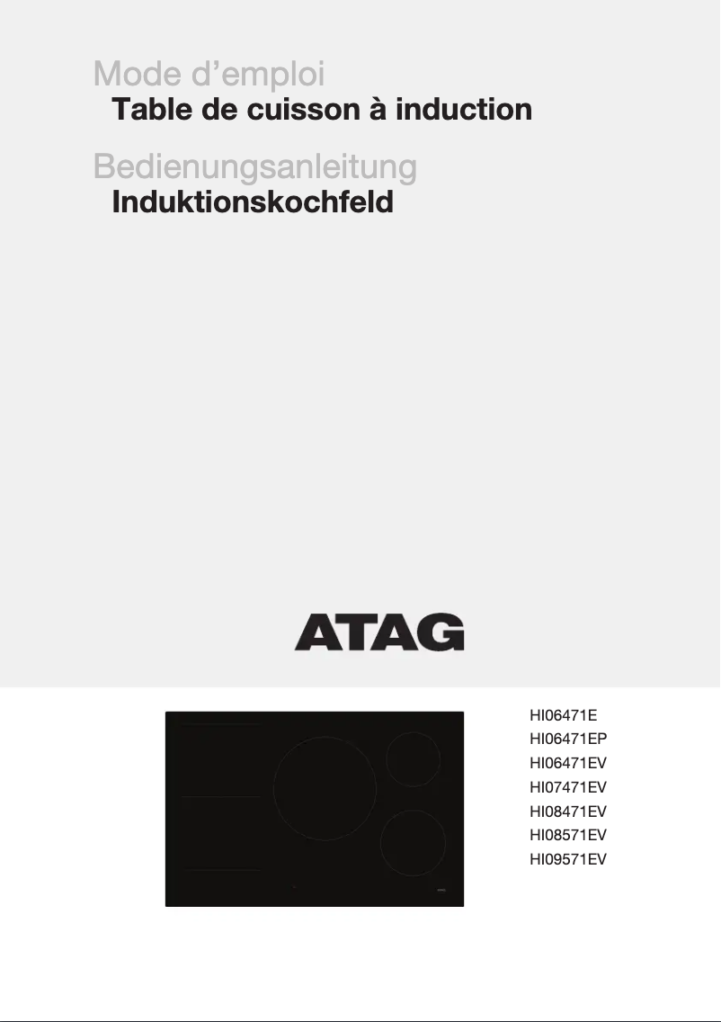 Page 1 de la notice Manuel utilisateur Atag HI06471EV