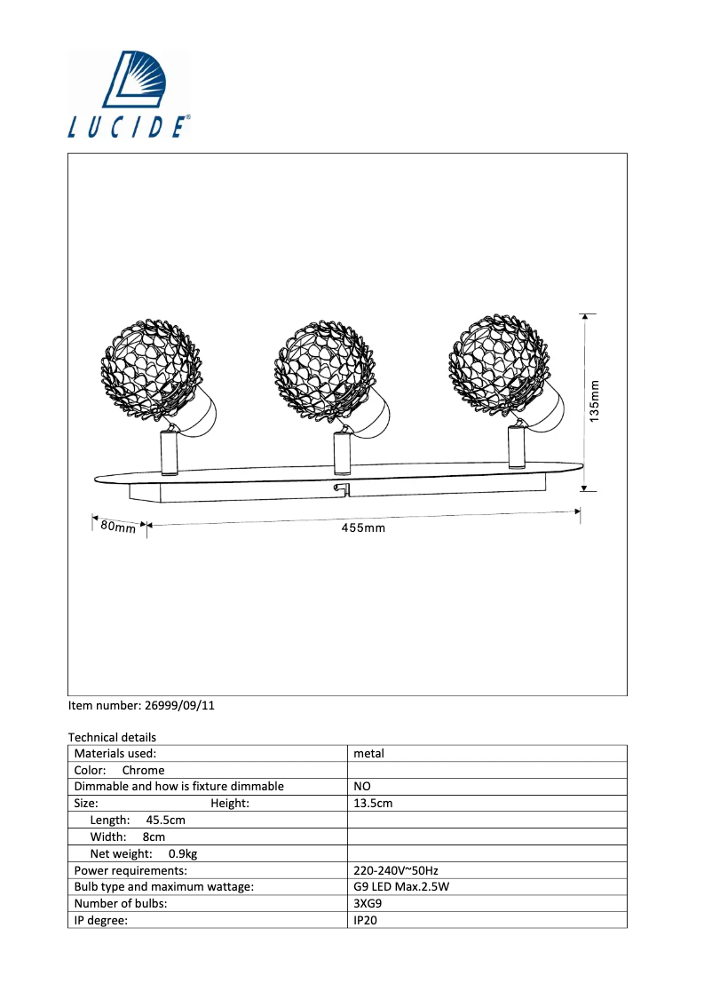 Image de la première page du manuel de l'appareil Kyra 26999/09/11