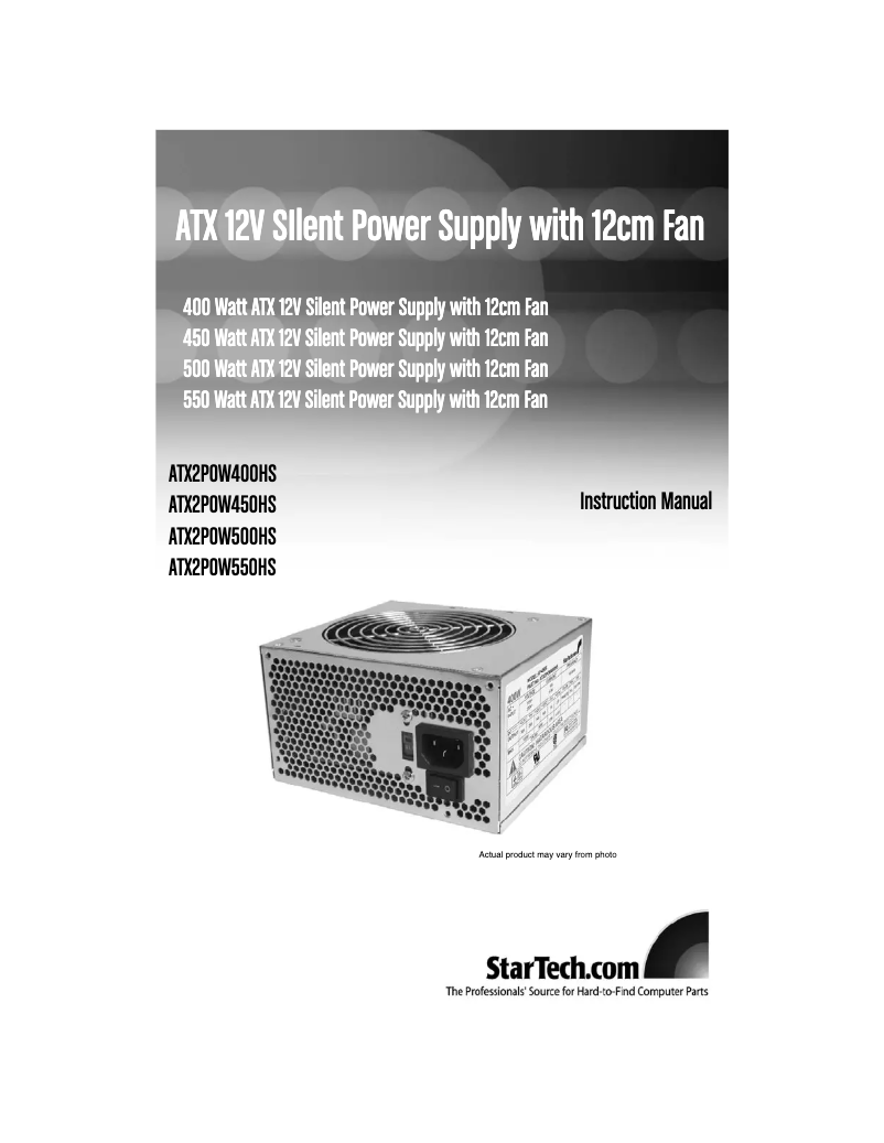 Image de la première page du manuel de l'appareil ATX2POW450HS