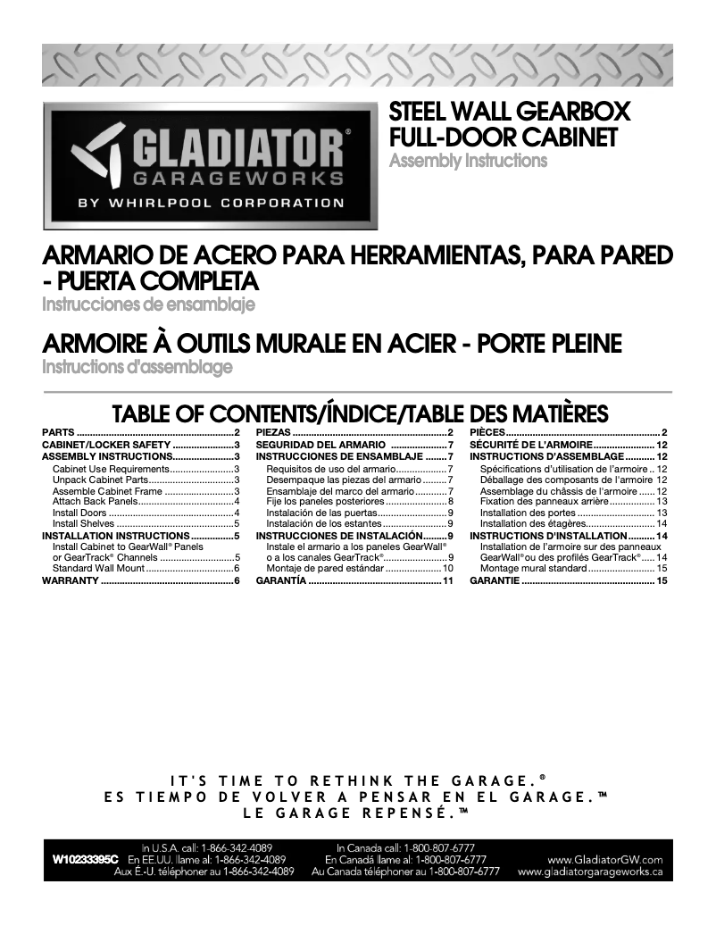 Page n°1 - Guide d'installation Gladiator GAWG28FDESG