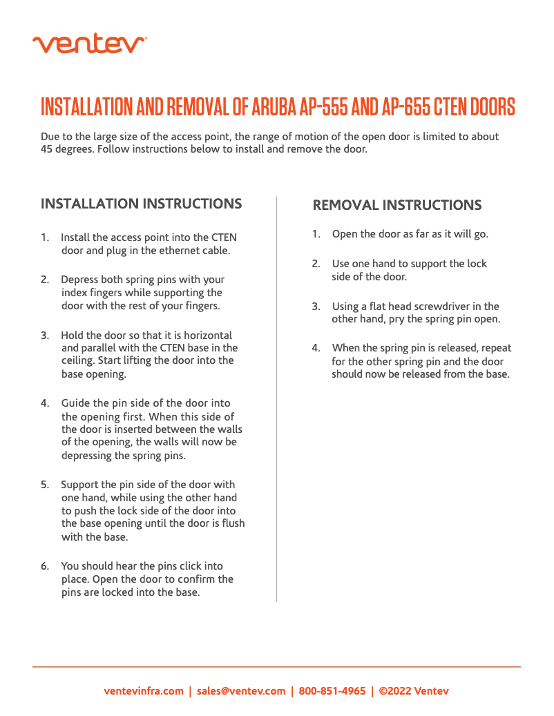 Page 1 de la notice Manuel utilisateur Ventev CT-BKT-655