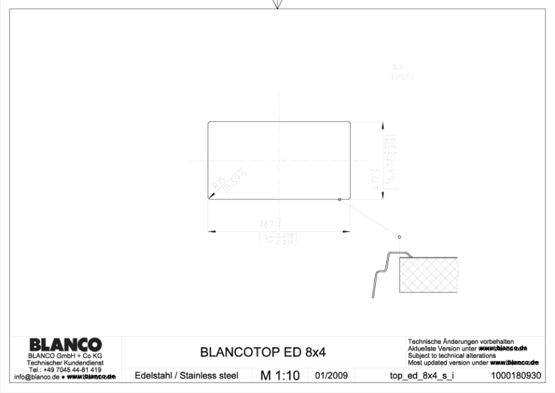 Page 1 de la notice Manuel utilisateur BLANCO ED 8 x 4