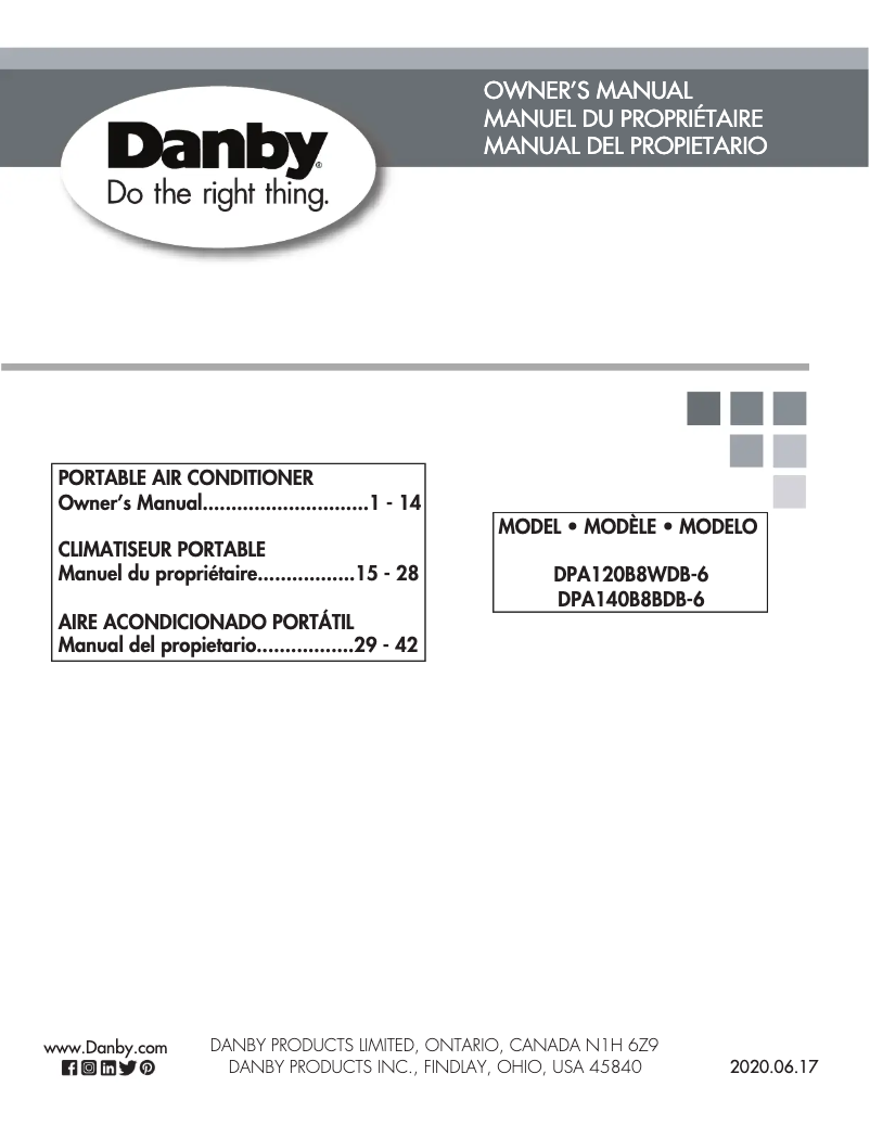Página 1 del manual Manual de usuario Danby DPA140B8BDB-6