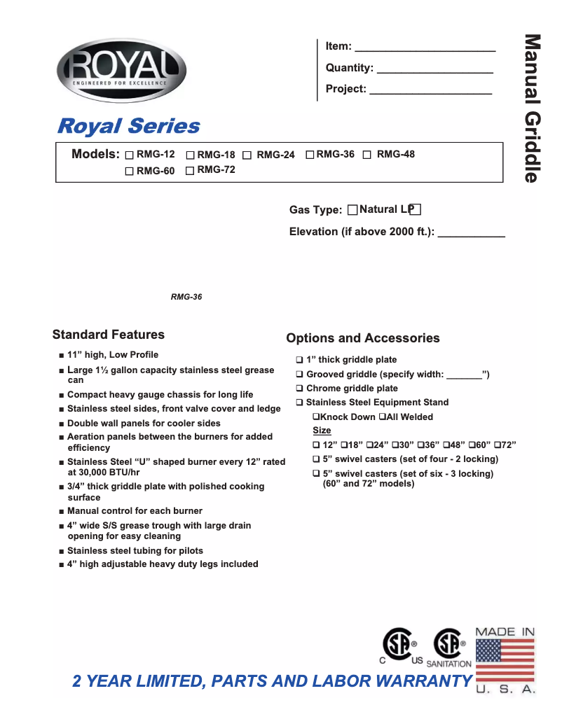 Page 1 de la notice Manuel utilisateur Royal Range RMG-48