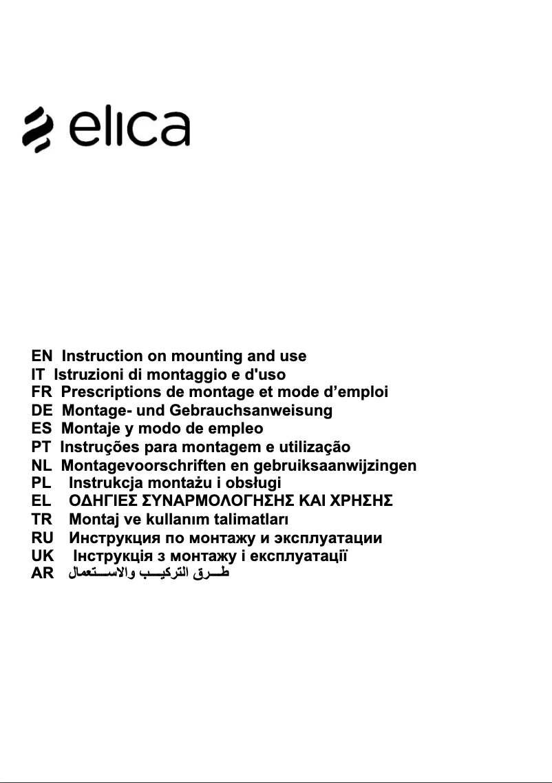 Page 1 de la notice Manuel utilisateur Elica Lien Diamond 904