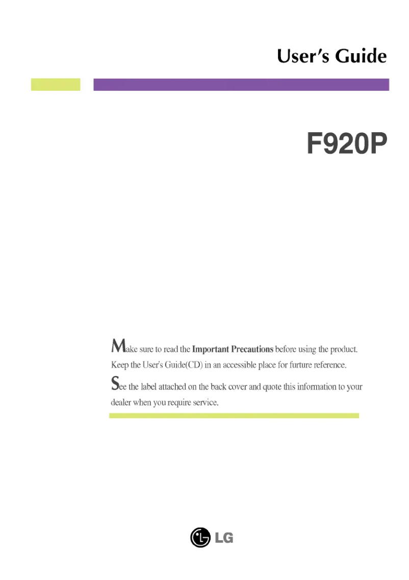 Image de la première page du manuel de l'appareil F920P