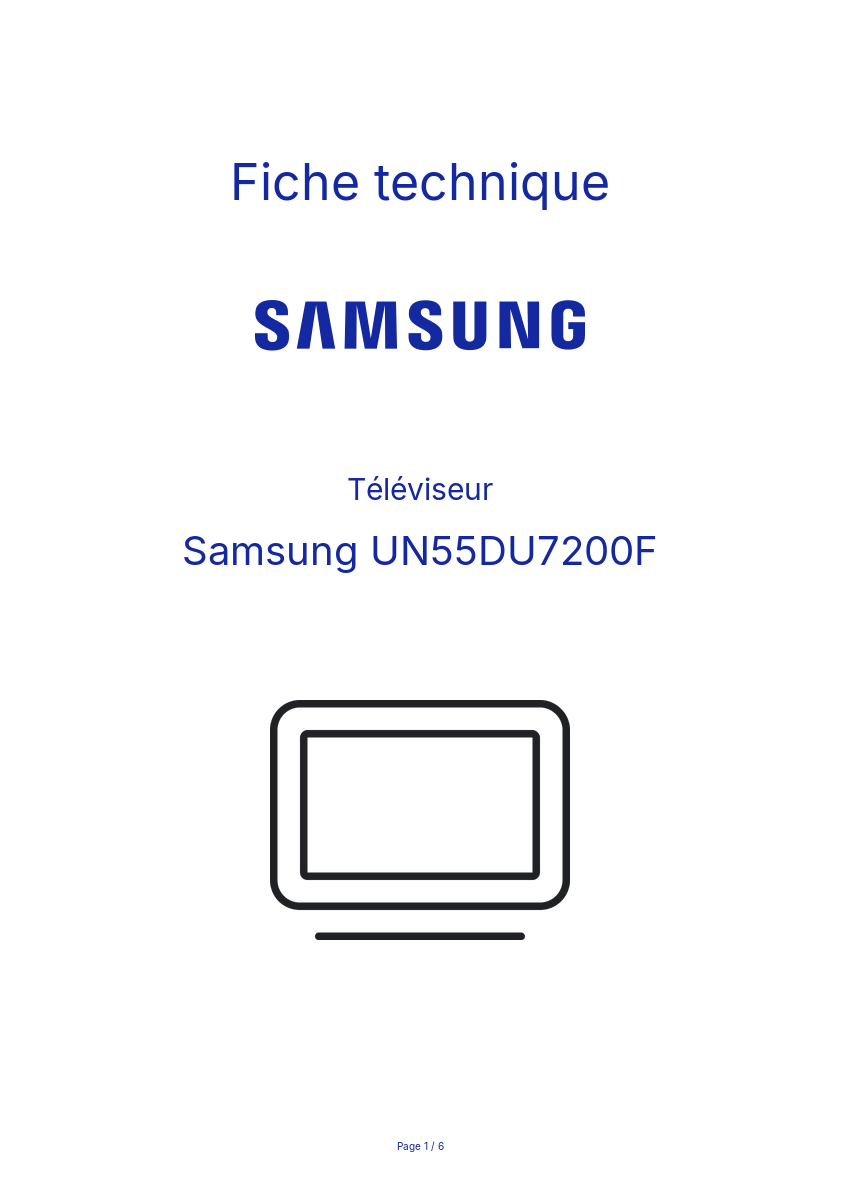Image de la première page du manuel de l'appareil UN55DU7200F