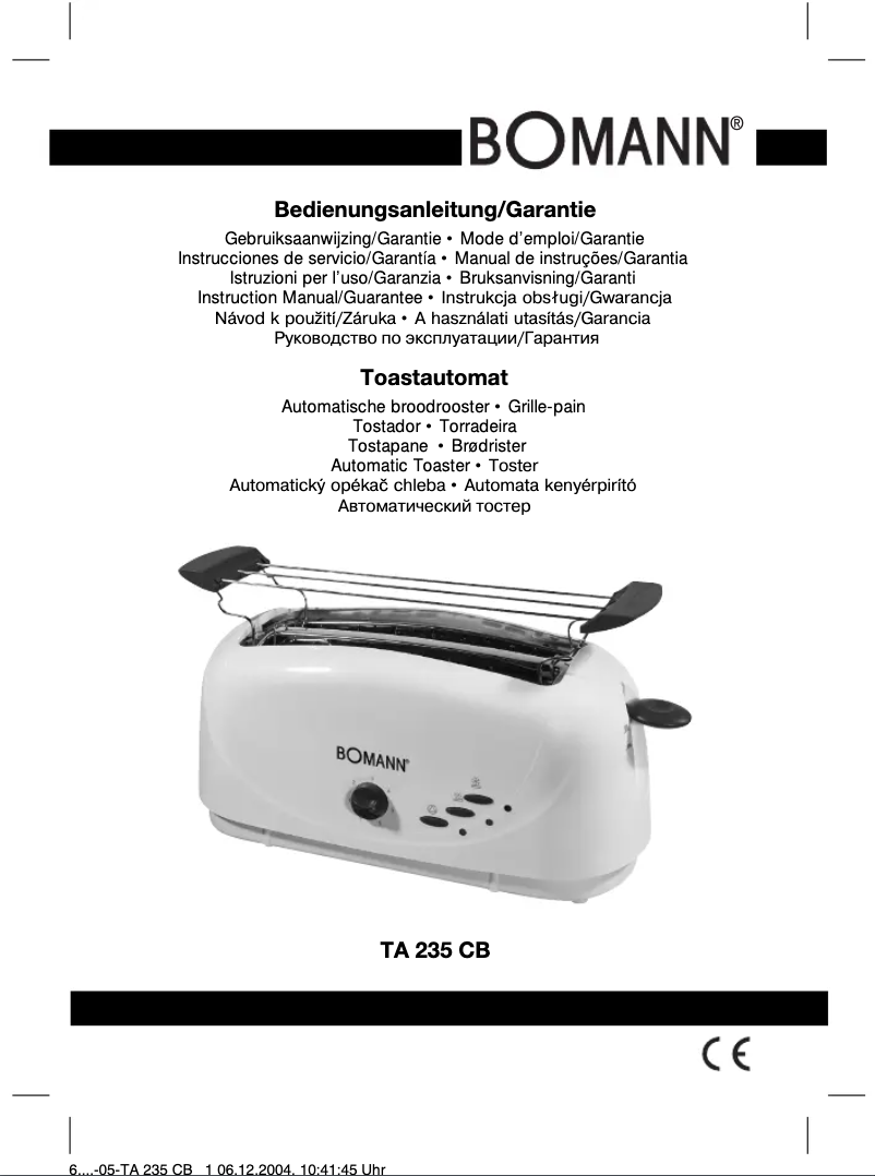 Image de la première page du manuel de l'appareil TA 235 CB