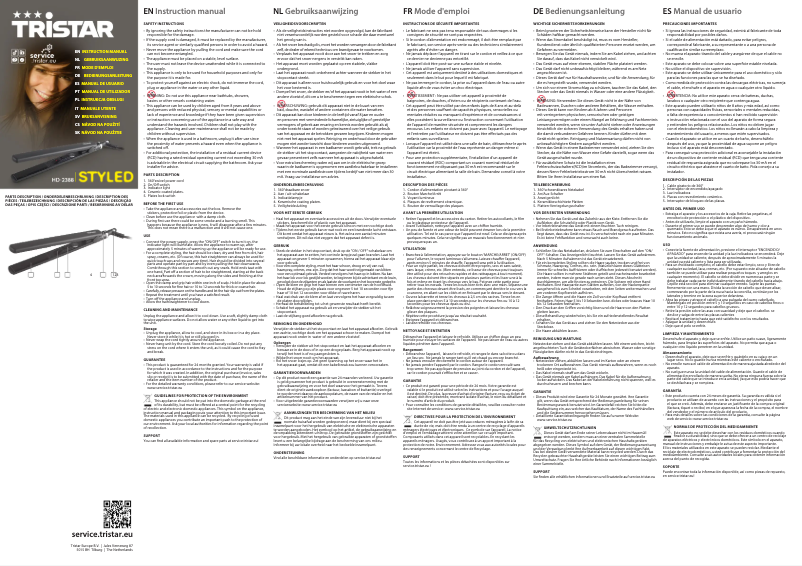 Page 1 de la notice Manuel utilisateur TriStar HD-2388