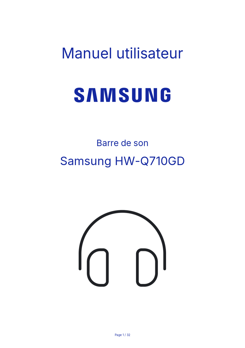 Image de la première page du manuel de l'appareil HW-Q710GD