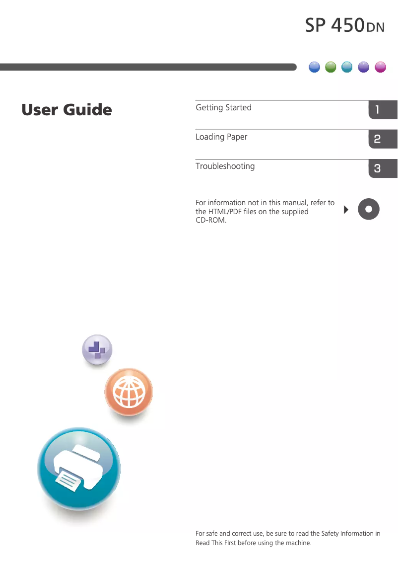 Page 1 de la notice Manuel utilisateur Ricoh SP 450DN