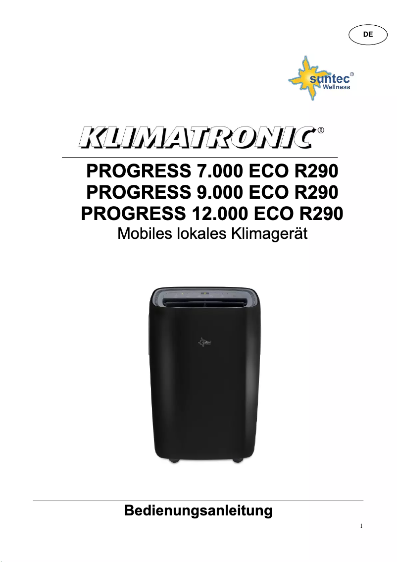 Page 1 de la notice Manuel utilisateur Suntec Klimatronic Progress 9.000 Eco R290