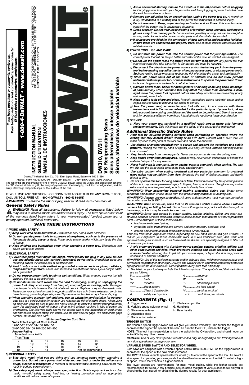 Image de la première page du manuel de l'appareil DW311K V