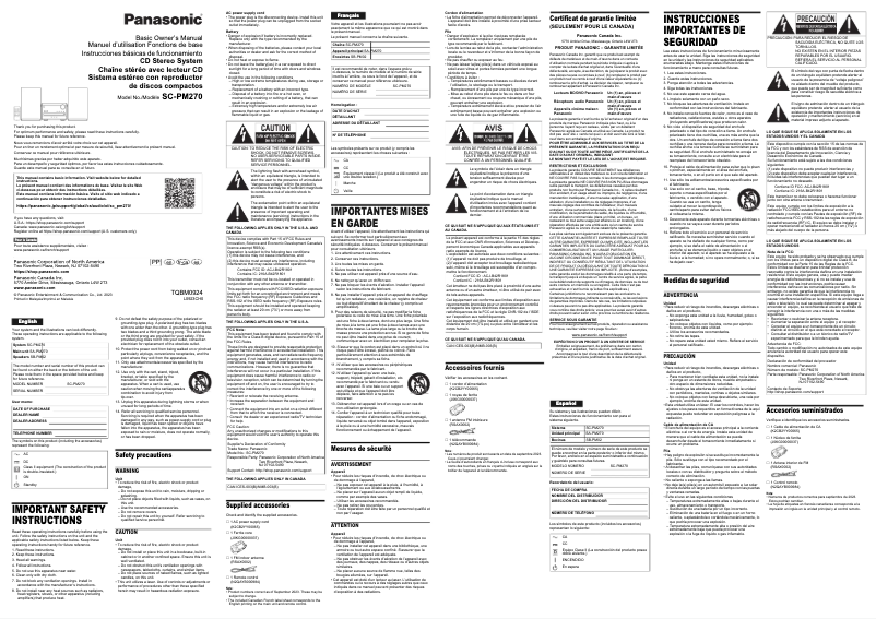Página 1 del manual Manual de usuario Panasonic SC-PM270