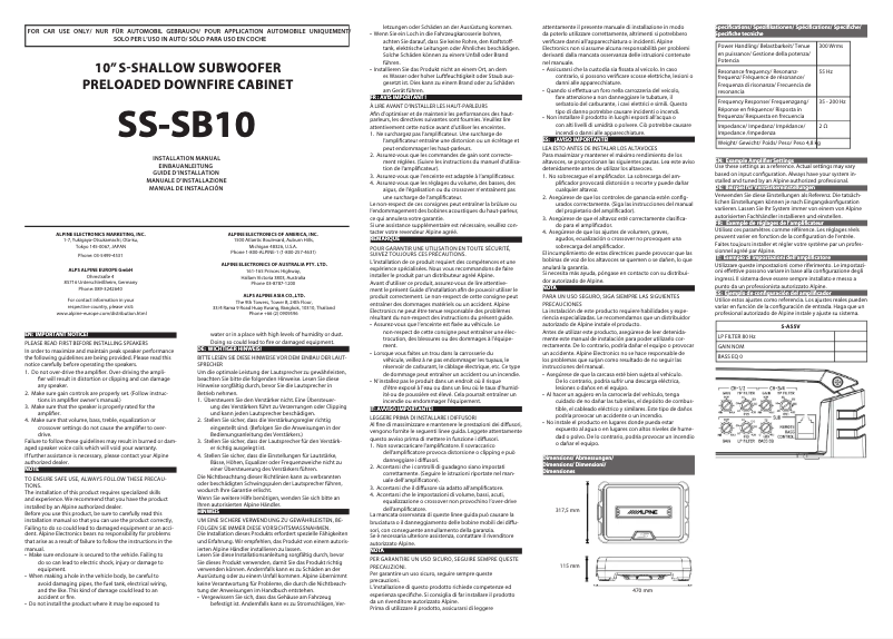 Image de la première page du manuel de l'appareil SS-SB12