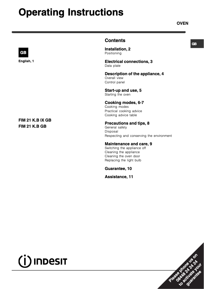 Image de la première page du manuel de l'appareil FIM 21 K.B GB