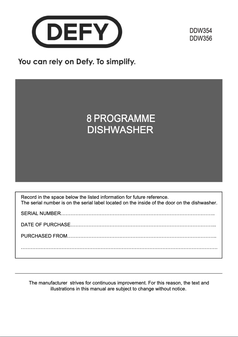 Image de la première page du manuel de l'appareil DDW230