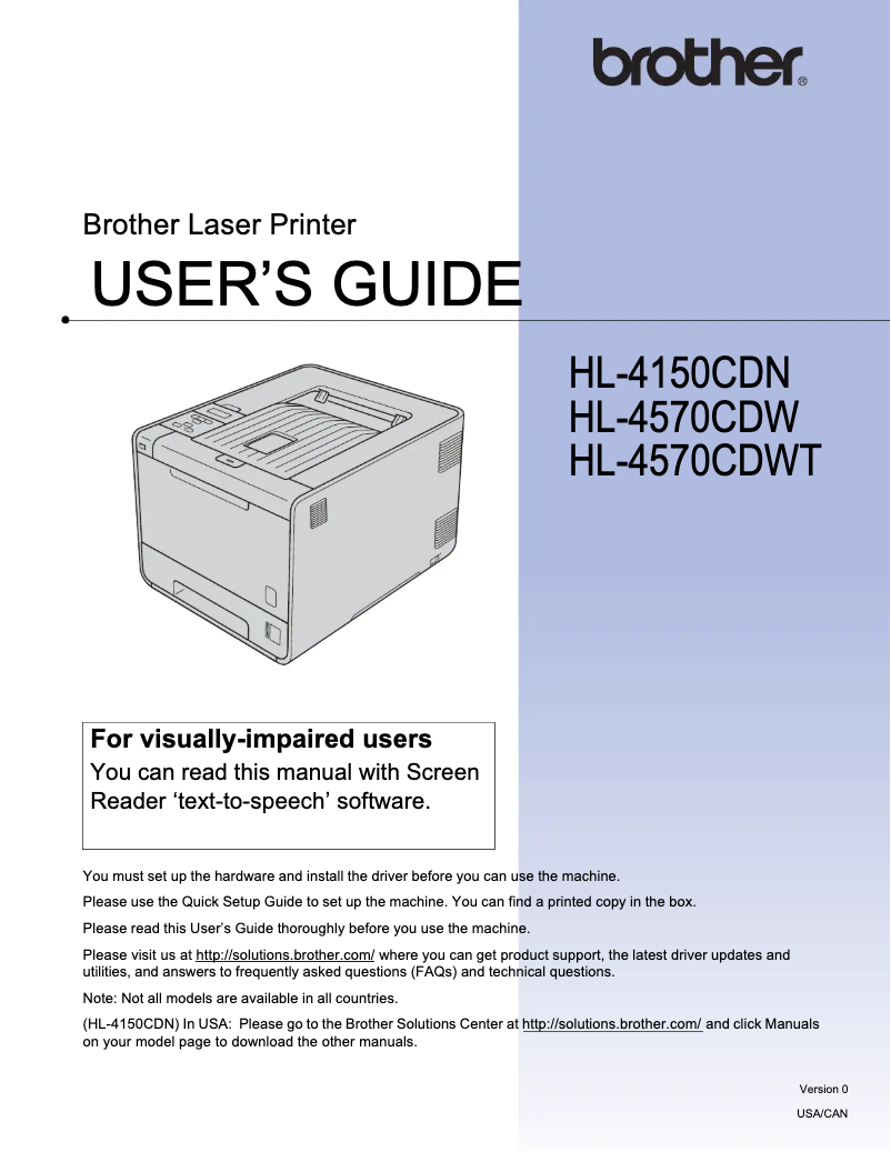 Page n°1 - Manuel utilisateur Brother HL:-4150CDW