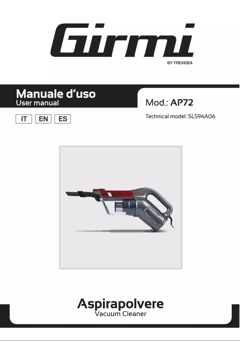 Page 1 de la notice Manuel utilisateur Girmi AP72