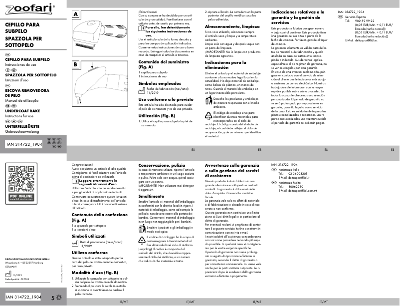 Page 1 de la notice Manuel utilisateur Zoofari IAN 314722