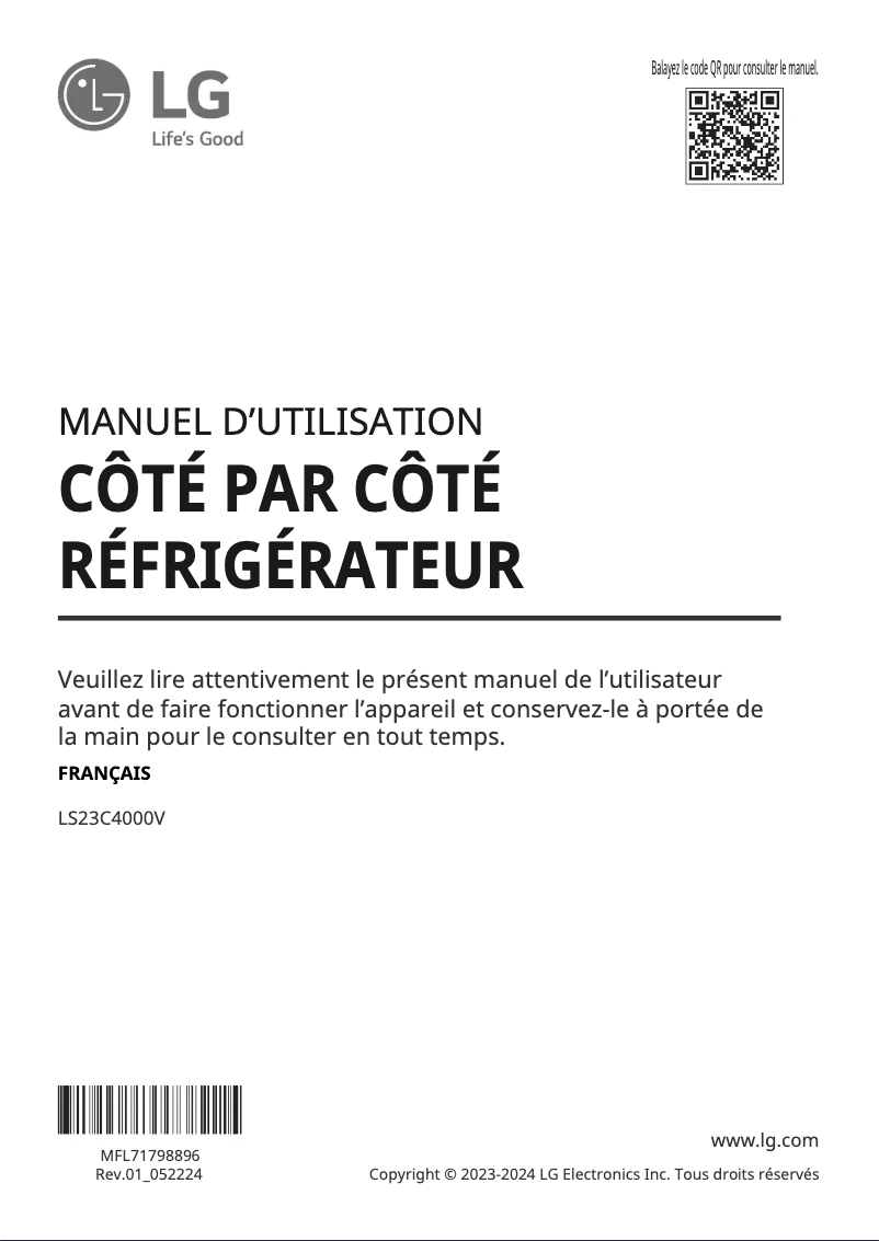 Image de la première page du manuel de l'appareil LS23C4000V