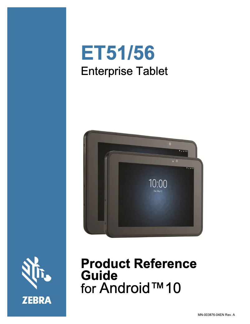 Page n°1 - Manuel utilisateur Zebra ET51