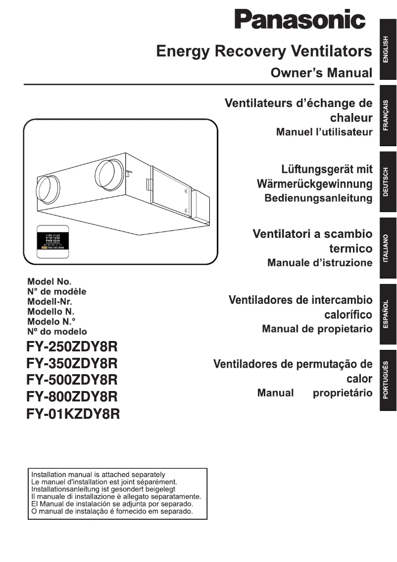 Page n°1 - Manuel utilisateur Panasonic FY-01KZDY8R
