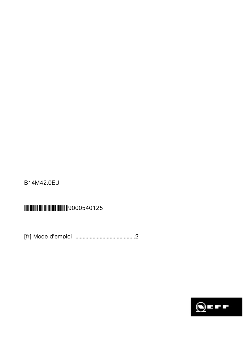 Page n°1 - Manuel utilisateur Neff B14M42N0EU