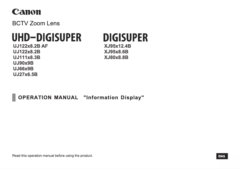 Page 1 de la notice Manuel utilisateur Canon UJ66x9B