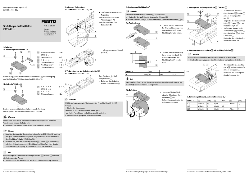Page 1 de la notice Manuel utilisateur Festo EAYH-L2-125