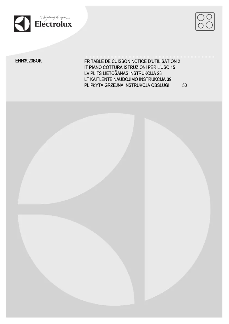 Image de la première page du manuel de l'appareil EHH3920BVK