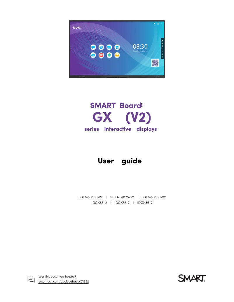 Page n°1 - Manuel utilisateur SMART Technologies SBID-GX186-V2