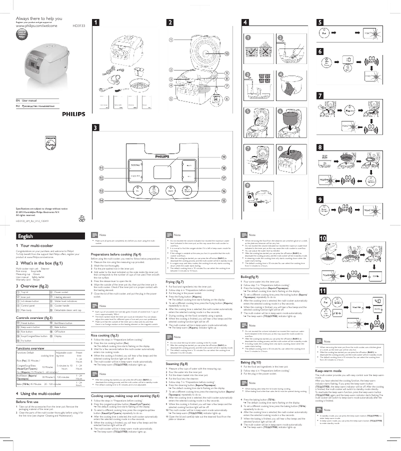 Page 1 de la notice Manuel utilisateur Philips Viva Collection HD3133