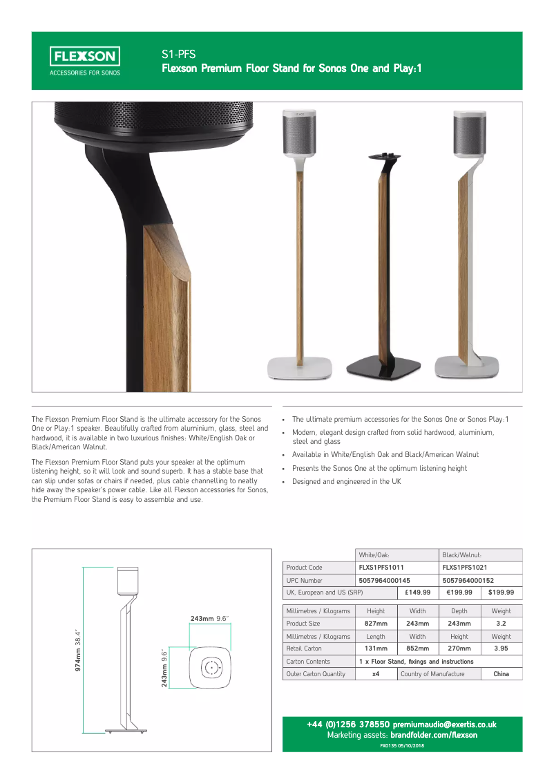 Page n°1 - Manuel utilisateur Flexson Premium Floor Stand for Sonos One and Play:1