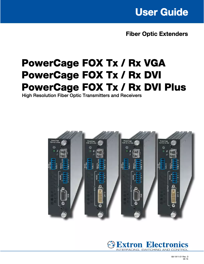 Page n°1 - Manuel utilisateur Extron PowerCage FOX Rx VGA MM
