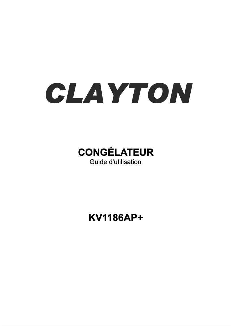 Page n°1 - Manuel utilisateur Clayton KV1186AP+