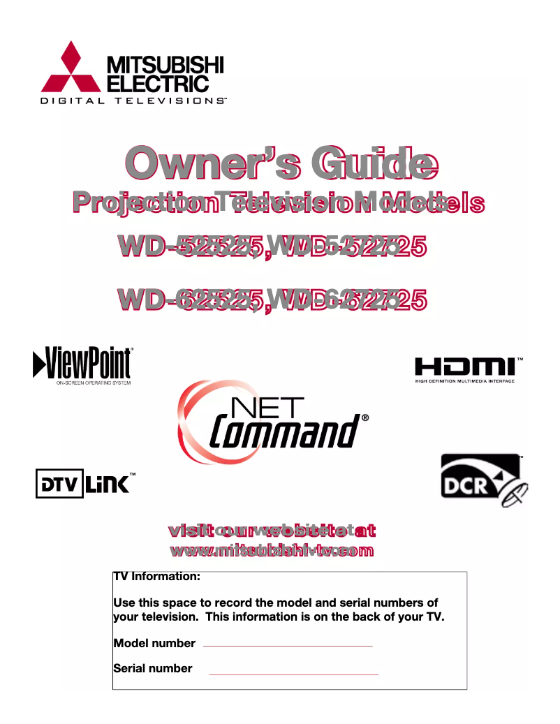 Page 1 de la notice Manuel utilisateur Mitsubishi WD-62525