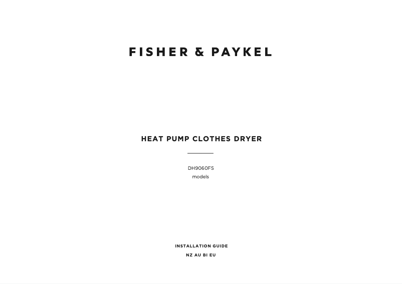 Page n°1 - Guide d'installation Fisher & Paykel DH9060FSG1