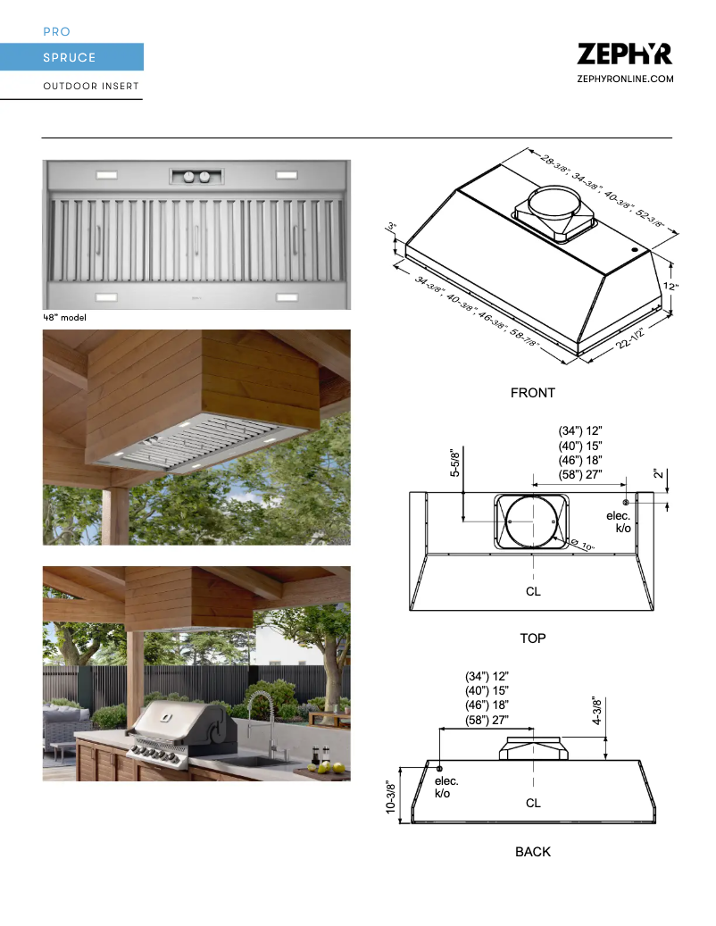 Page 1 de la notice Fiche technique Zephyr Spruce AK9840BS