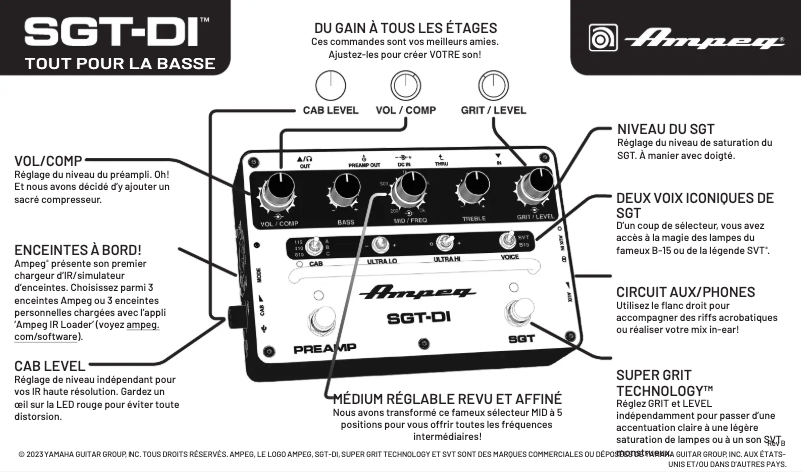 Page n°1 - Fiche technique Ampeg SGT-DI