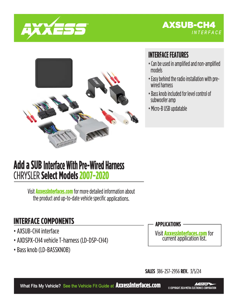 Página 1 del manual Ficha técnica AXESS AXSUB-CH4