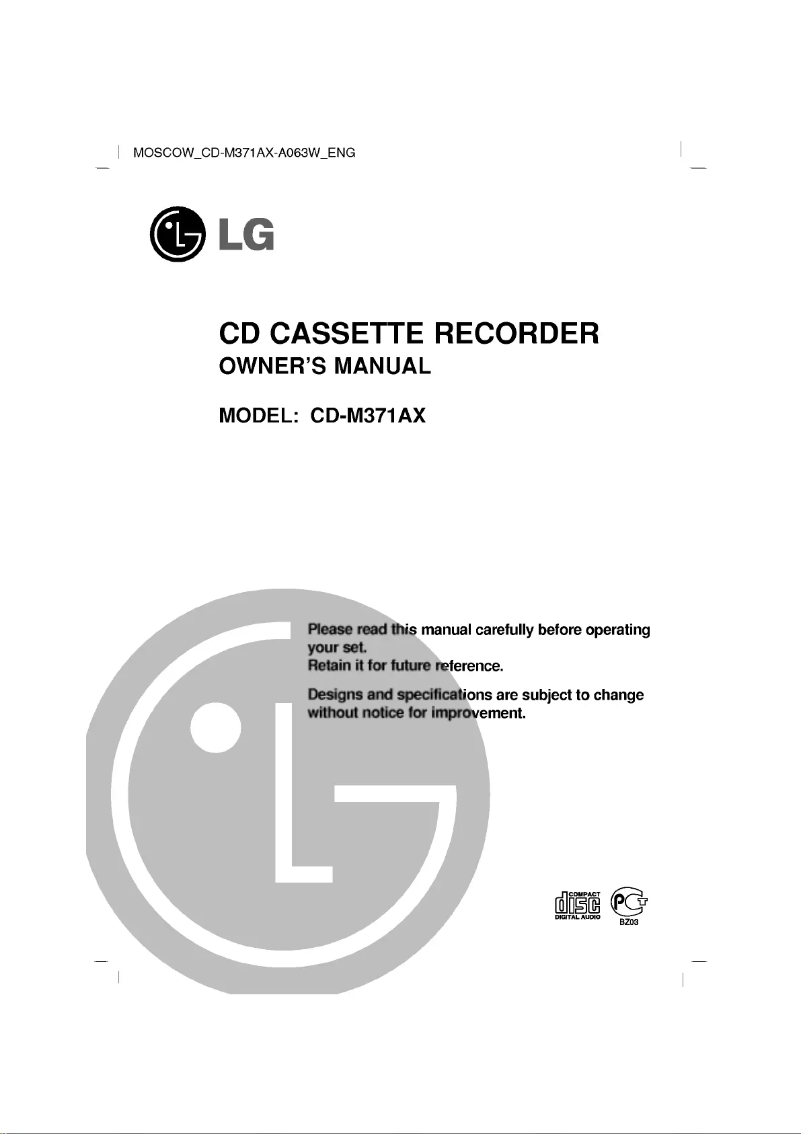 Image de la première page du manuel de l'appareil CD-M371AX