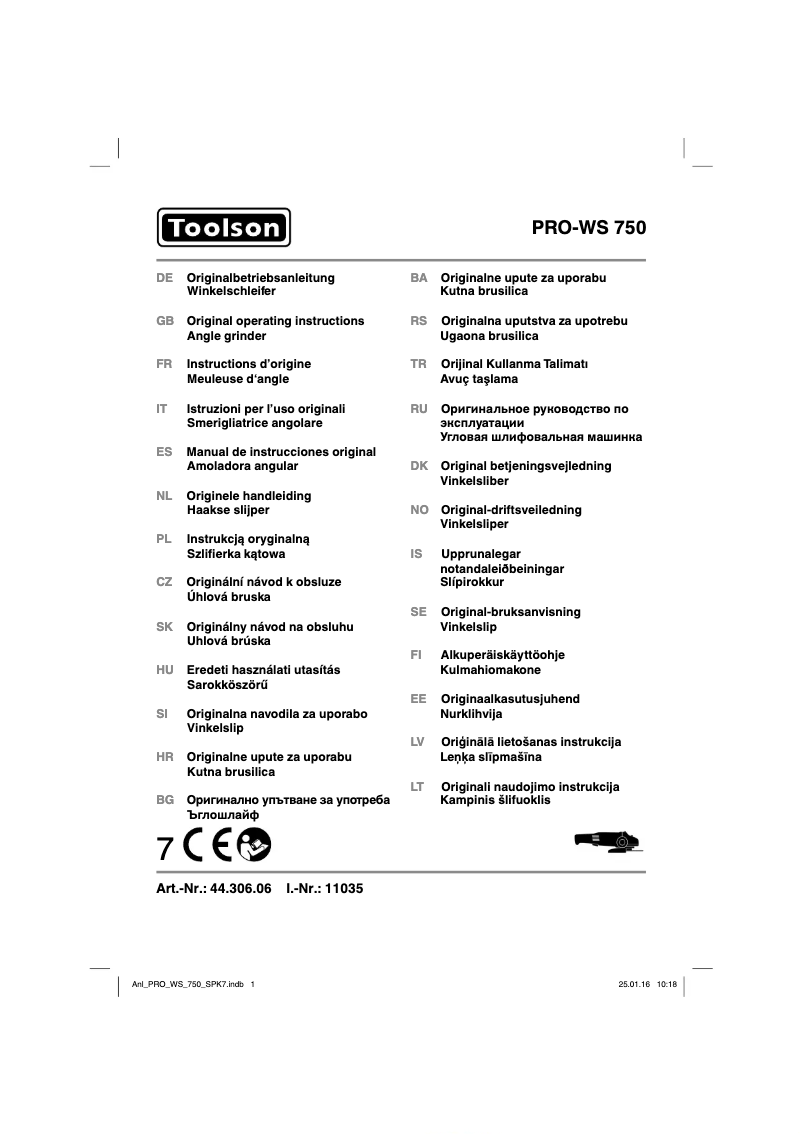 Page n°1 - Manuel utilisateur Toolson Pro-WS 750