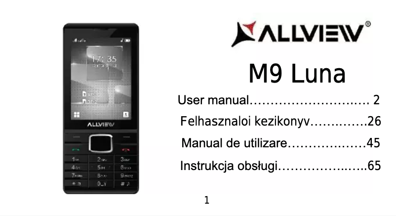Page 1 de la notice Manuel utilisateur Allview M9 Luna
