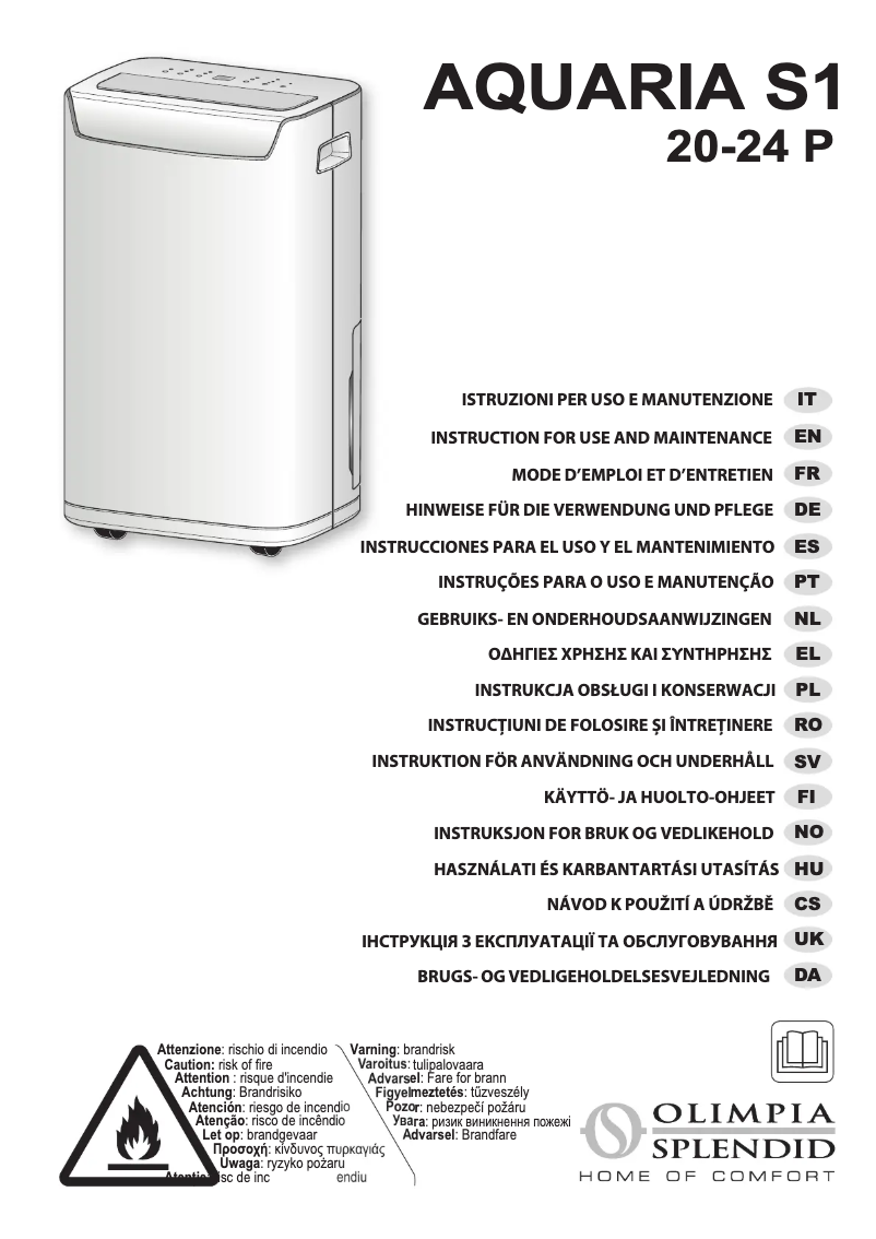 Page 1 de la notice Manuel utilisateur Olimpia Splendid Aquaria S1 20 P